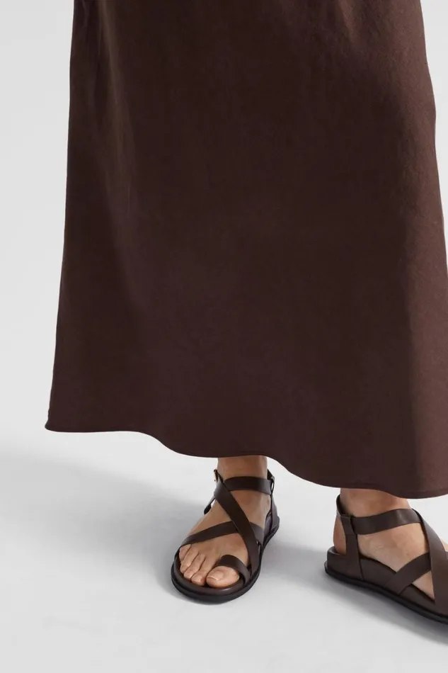 Dresses Woman Seed Heritage Core Linen Strapless Maxi Dress Deep Raisin