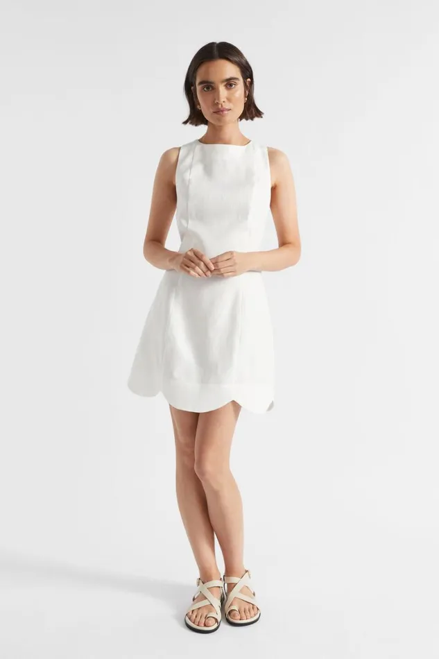Dresses Woman Seed Heritage Linen Shift Mini Dress Cloud Cream