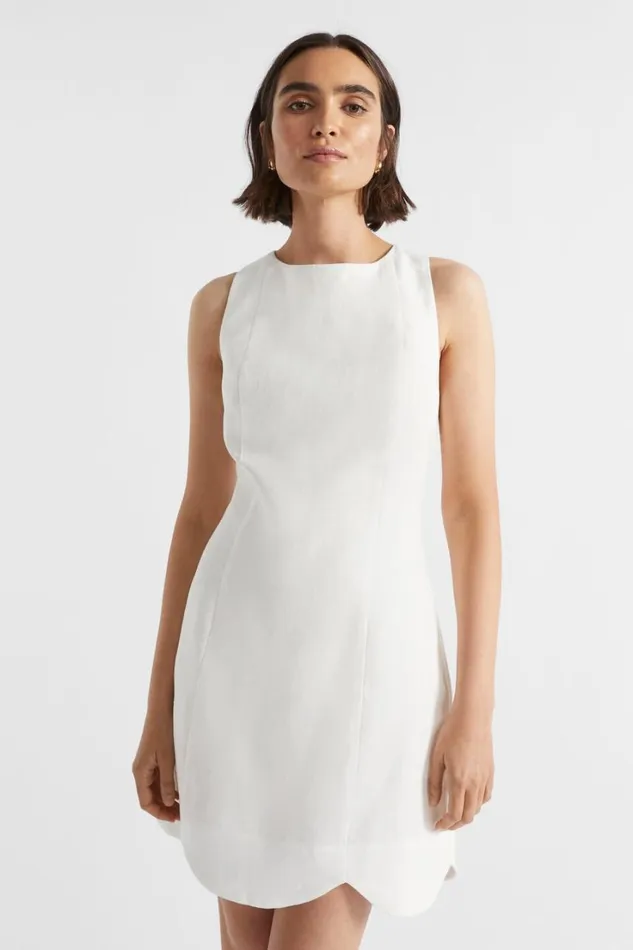 Dresses Woman Seed Heritage Linen Shift Mini Dress Cloud Cream