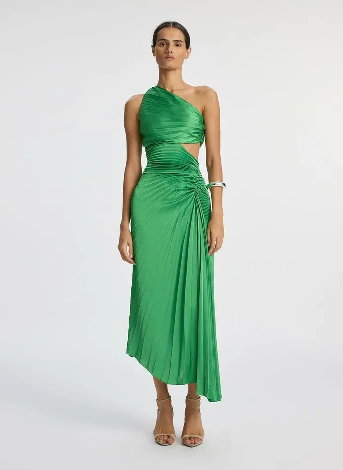 Dresses Women ALC Dahlia Satin Pleated Dress Basil