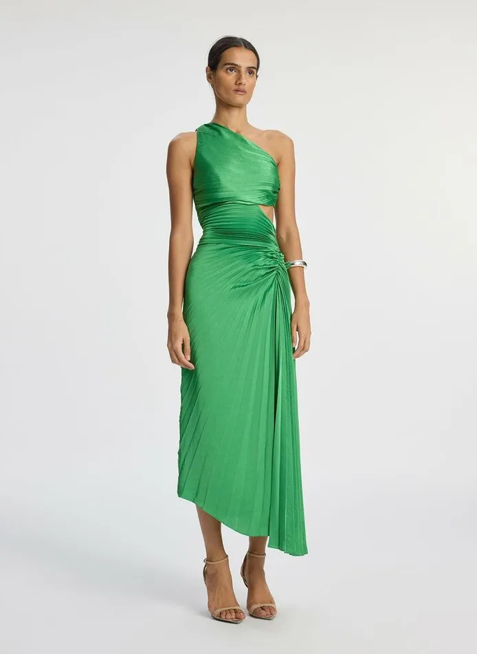 Dresses Women ALC Dahlia Satin Pleated Dress Basil Dresses Women ALC Dahlia Satin Pleated Dress Basil
