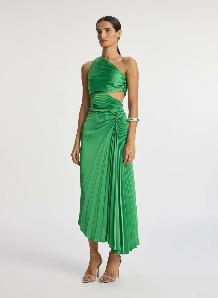 Dresses Women ALC Dahlia Satin Pleated Dress Basil Dresses Women ALC Dahlia Satin Pleated Dress Basil