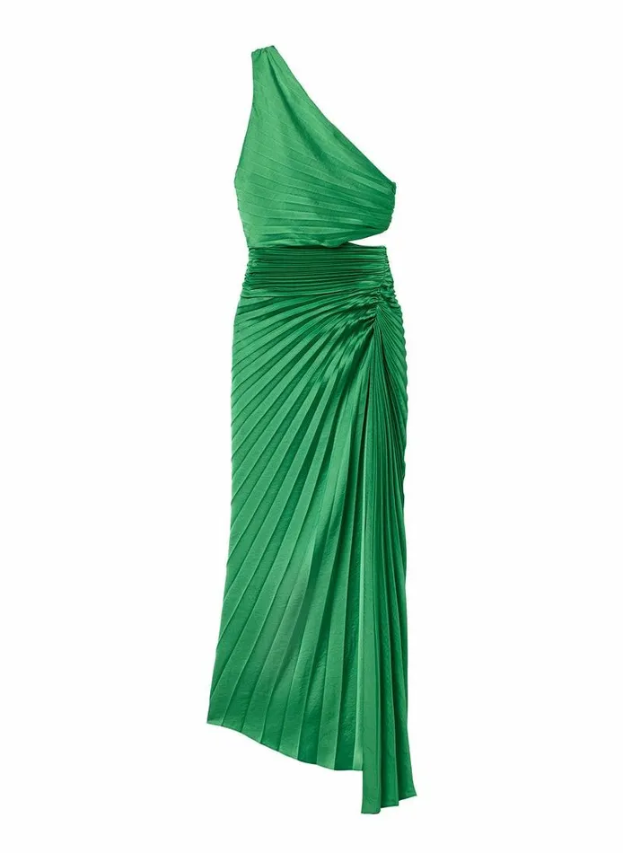 Dresses Women ALC Dahlia Satin Pleated Dress Basil Dresses Women ALC Dahlia Satin Pleated Dress Basil