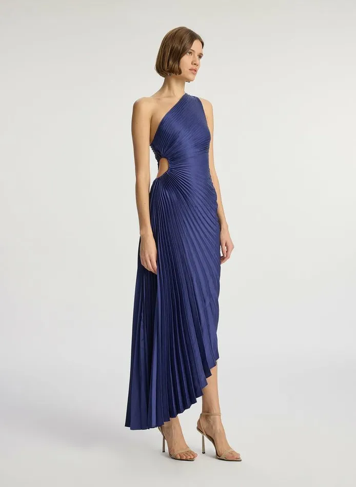 Dresses Women ALC Delfina Satin Pleated Dress Riviera Dresses Women ALC Delfina Satin Pleated Dress Riviera