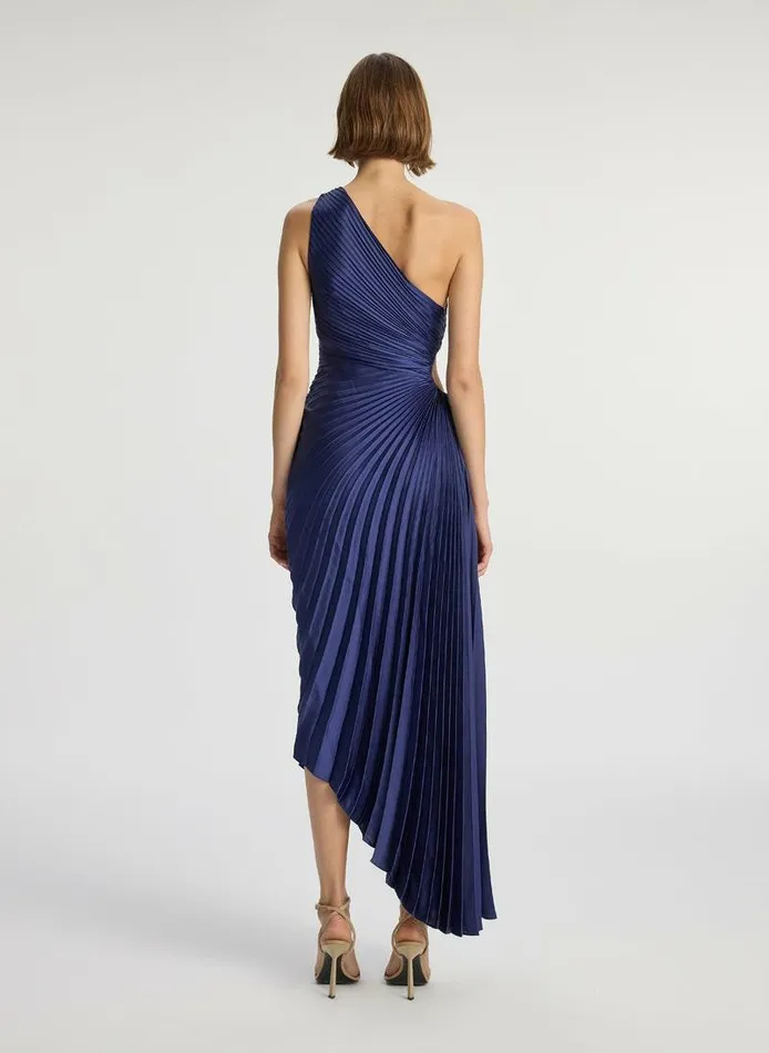 Dresses Women ALC Delfina Satin Pleated Dress Riviera Dresses Women ALC Delfina Satin Pleated Dress Riviera
