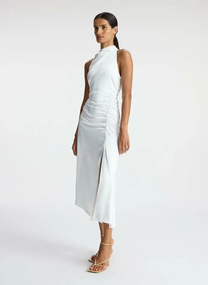 Dresses Women ALC Inez Satin Midi Dress Whisper White Dresses Women ALC Inez Satin Midi Dress Whisper White