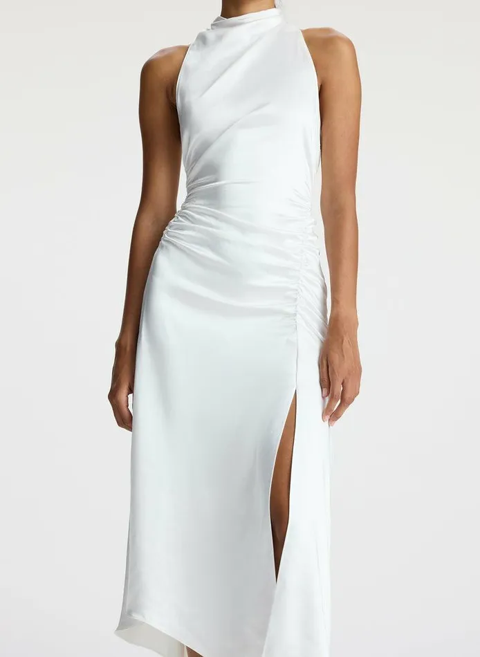 Dresses Women ALC Inez Satin Midi Dress Whisper White Dresses Women ALC Inez Satin Midi Dress Whisper White