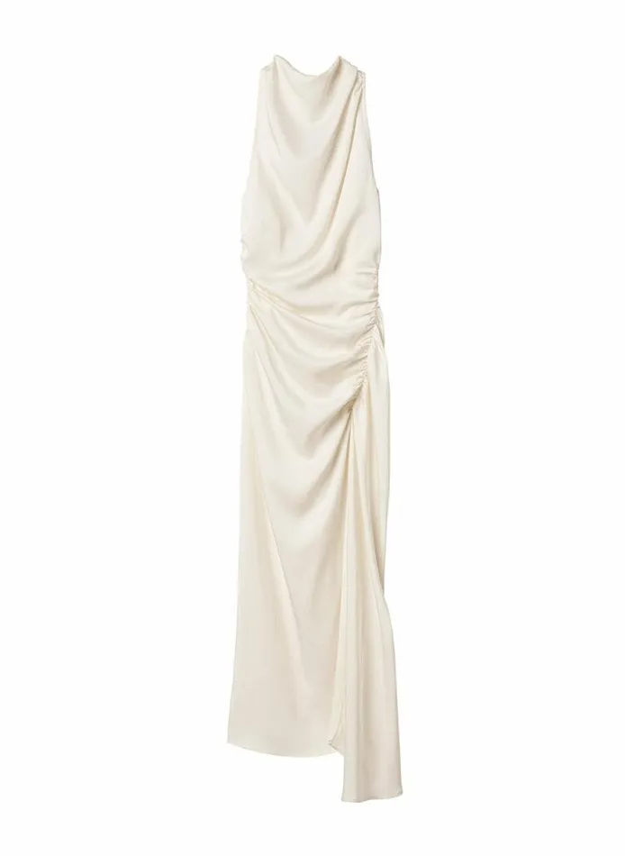 Dresses Women ALC Inez Satin Midi Dress Whisper White Dresses Women ALC Inez Satin Midi Dress Whisper White