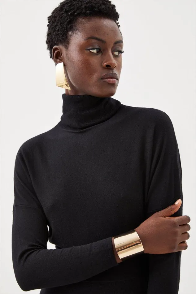 Dresses Women Karen Millen Cashmere Blend Batwing Pencil Knit Dress Black