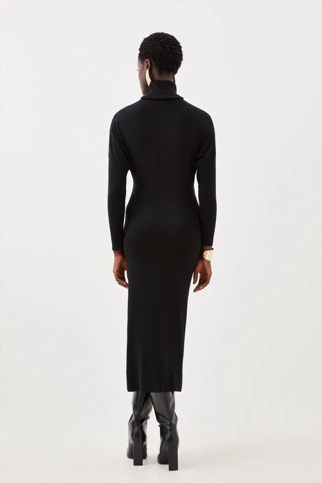 Dresses Women Karen Millen Cashmere Blend Batwing Pencil Knit Dress Black