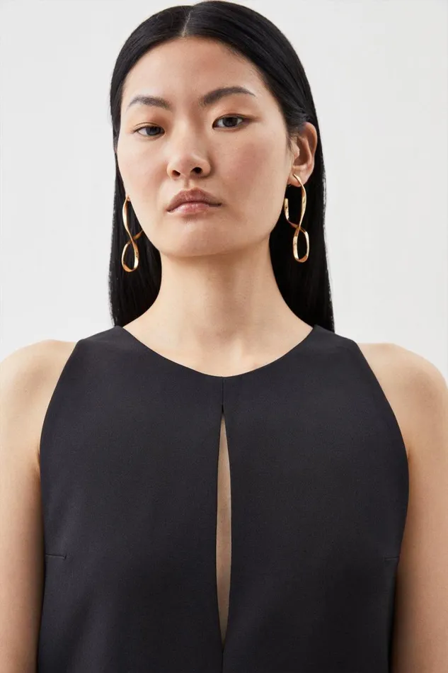 Dresses Women Karen Millen Compact Stretch Clean Sleeveless Midi Dress Black