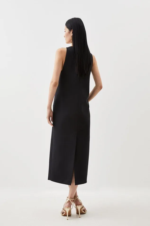 Dresses Women Karen Millen Compact Stretch Clean Sleeveless Midi Dress Black