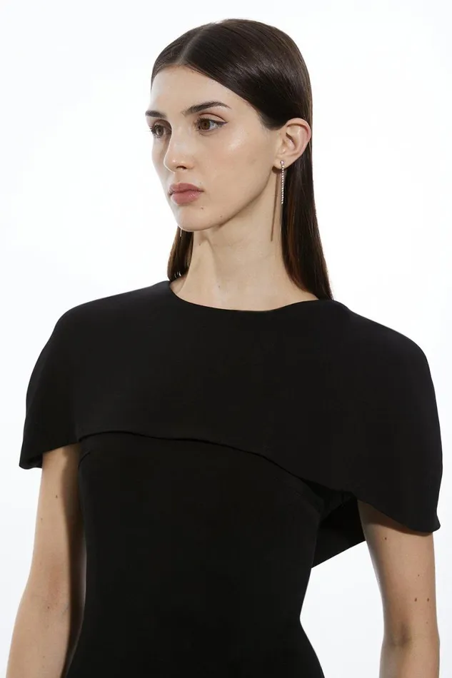 Dresses Women Karen Millen Compact Stretch Viscose Back Drape Tailored Mini Dress Black