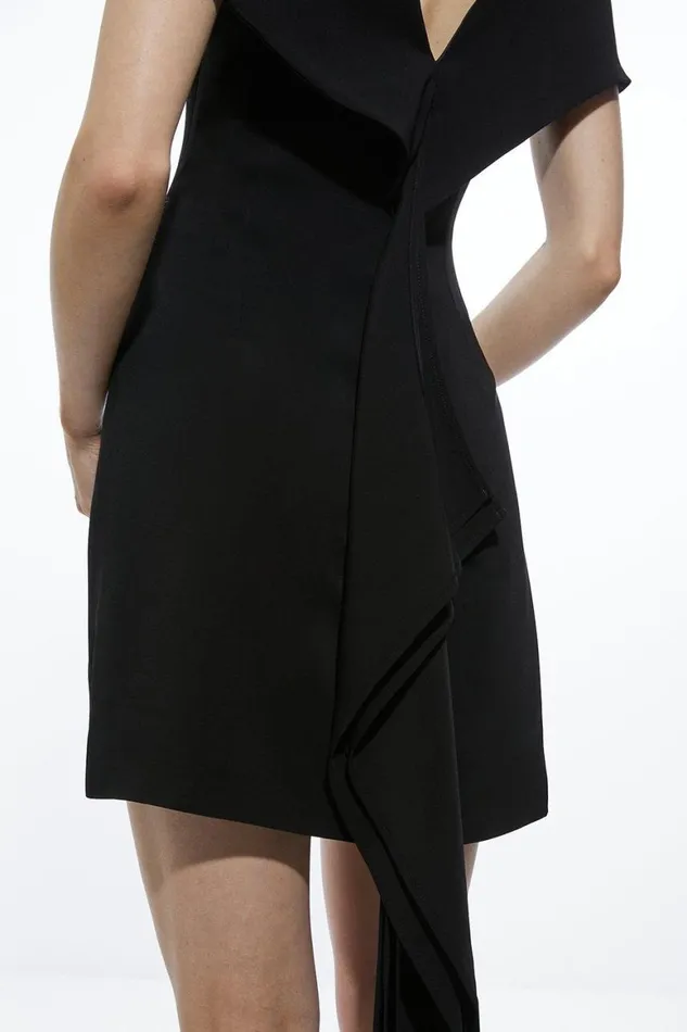Dresses Women Karen Millen Compact Stretch Viscose Back Drape Tailored Mini Dress Black