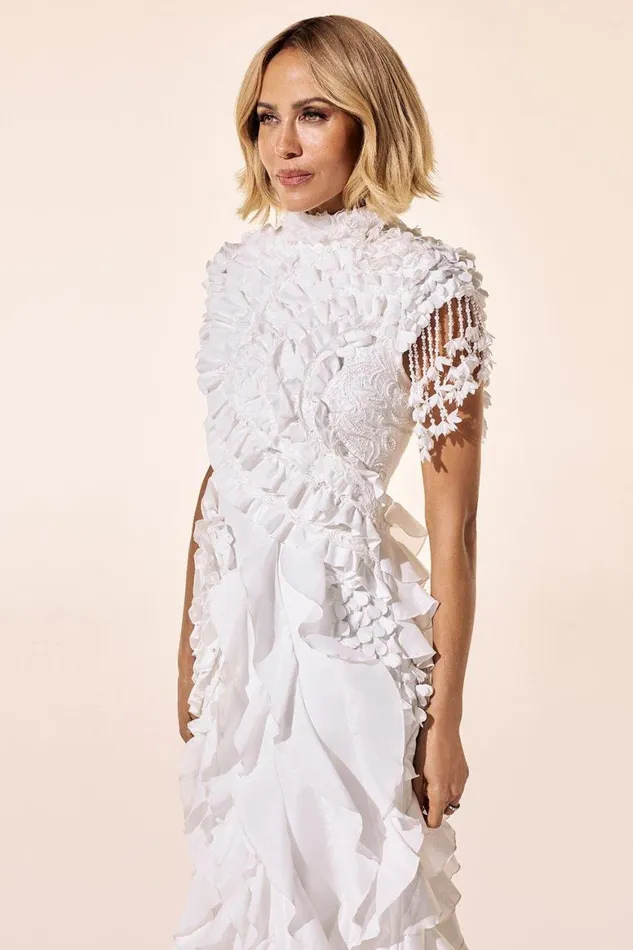 Dresses Women Karen Millen Drama Ruffle Lace Mix Woven Maxi Dress White