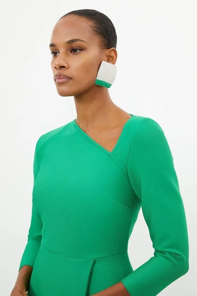 Dresses Women Karen Millen Figure Form Bandage Asymmetric Hem Knit Midi Dress Bright Green