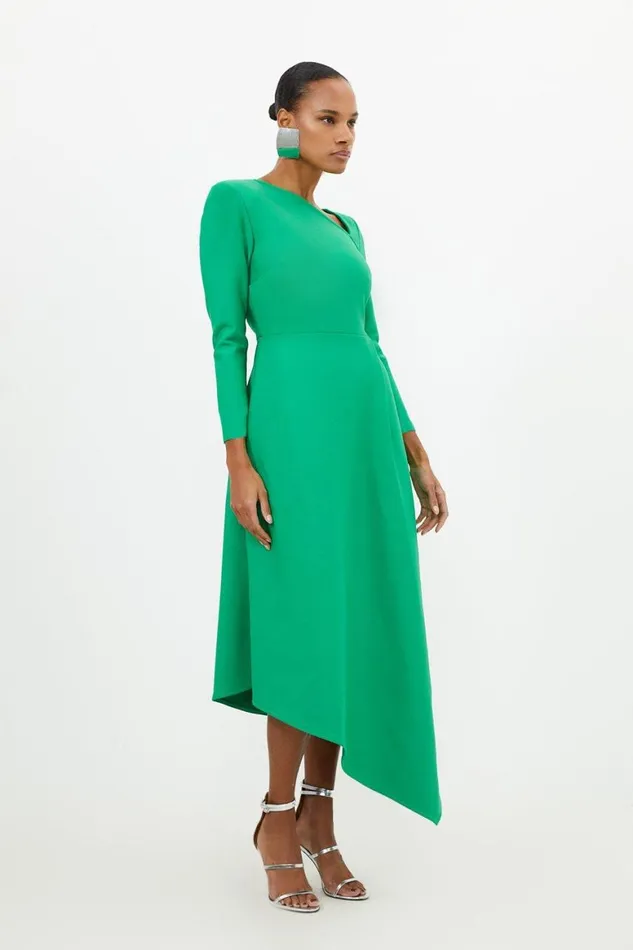 Dresses Women Karen Millen Figure Form Bandage Asymmetric Hem Knit Midi Dress Bright Green