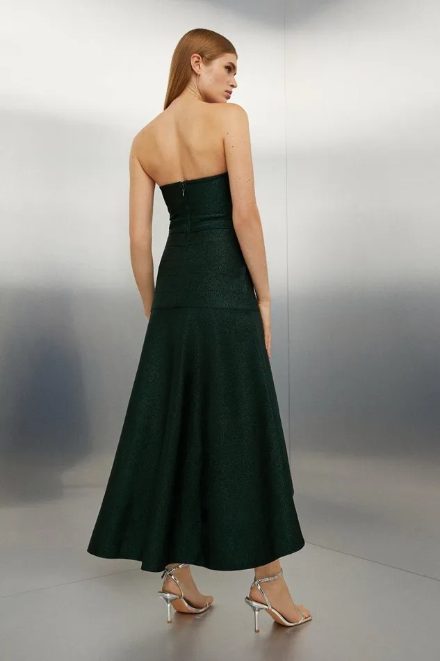 Dresses Women Karen Millen Figure Form Bandage Knit Corset Style Embellished Midaxi Dress Teal