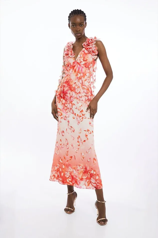 Dresses Women Karen Millen Floral Applique Woven Halter Woven Maxi Dress
