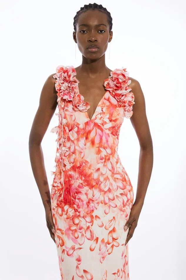 Dresses Women Karen Millen Floral Applique Woven Halter Woven Maxi Dress