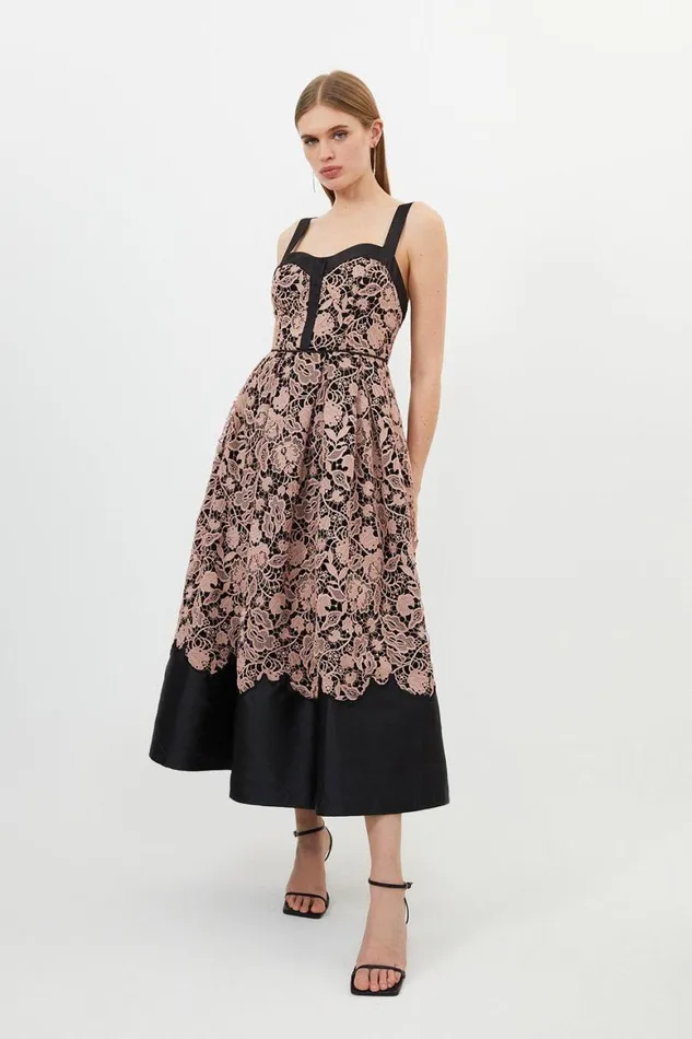Dresses Women Karen Millen Lace Prom Midi Dress Black