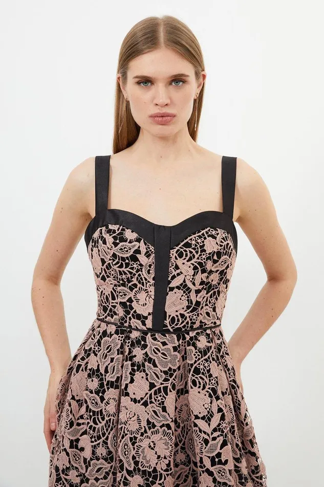 Dresses Women Karen Millen Lace Prom Midi Dress Black