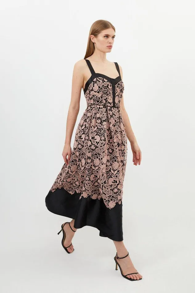 Dresses Women Karen Millen Lace Prom Midi Dress Black