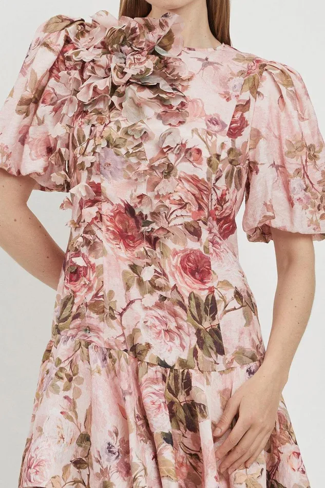 Dresses Women Karen Millen Lydia Millen Tall Rosette Ruffle Woven Mini Dress Floral
