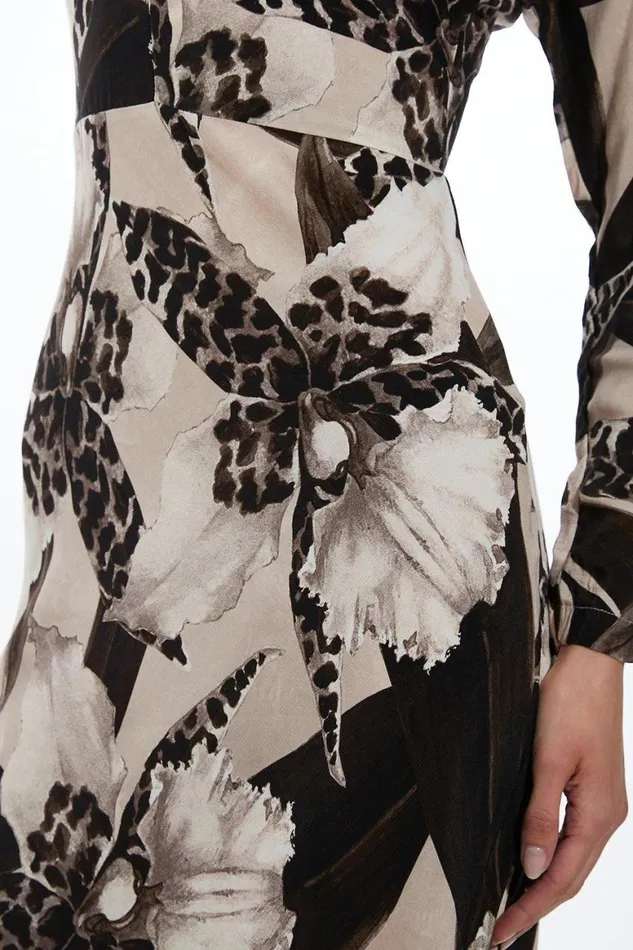 Dresses Women Karen Millen Petite Ecru Floral Keyhole Woven Midaxi Dress Floral