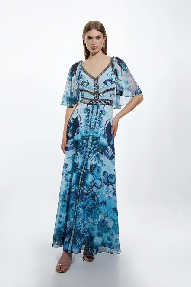 Dresses Women Karen Millen Petite Mirrored Floral Bead And Embroidered Woven Angel Maxi Blue Dresses Women Karen Millen Petite Mirrored Floral Bead And Embroidered Woven Angel Maxi Blue