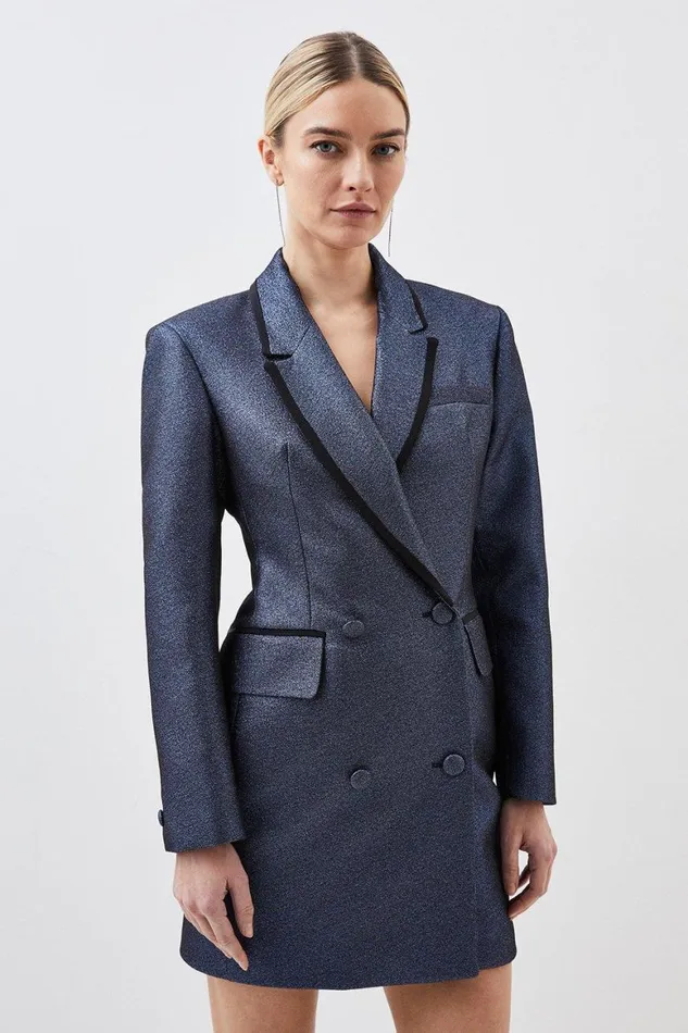 Dresses Women Karen Millen Petite Tailored Open Back Mini Blazer Dress Blue