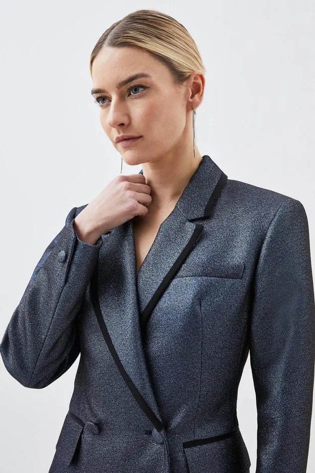 Dresses Women Karen Millen Petite Tailored Open Back Mini Blazer Dress Blue