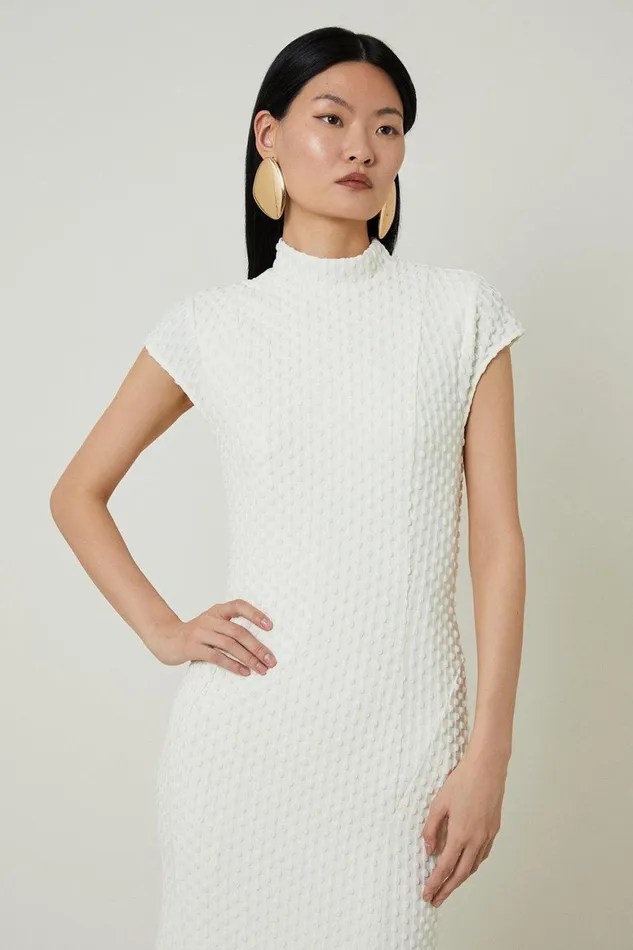 Dresses Women Karen Millen Petite Textured Jersey Dramatic Hem Maxi Dress Ivory