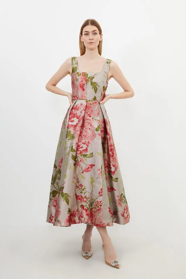 Dresses Women Karen Millen Petite Vintage Floral Print Prom Woven Maxi Dress Floral Dresses Women Karen Millen Petite Vintage Floral Print Prom Woven Maxi Dress Floral