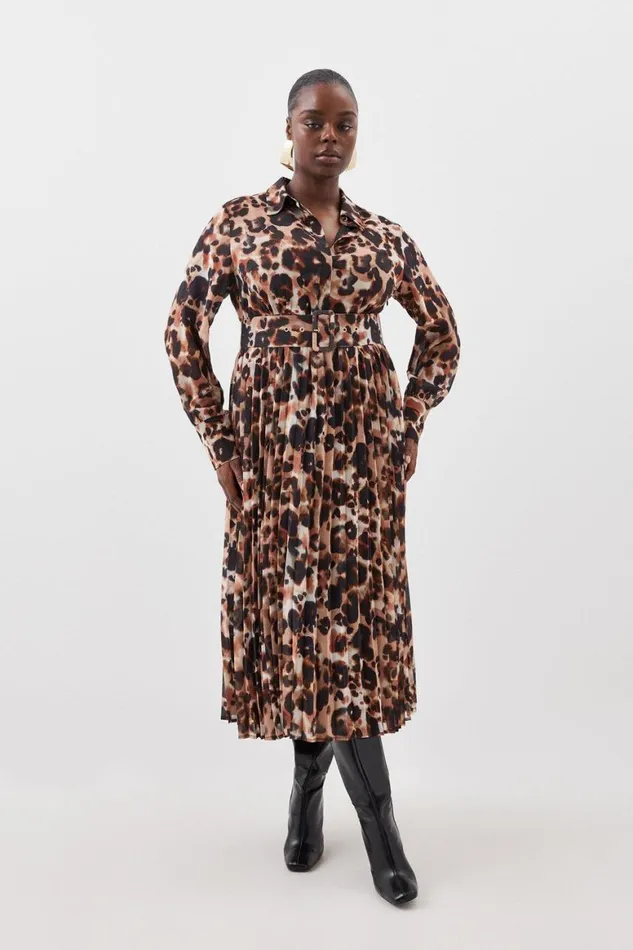 Dresses Women Karen Millen Plus Size Blurred Animal Georgette Woven Shirt Midi Dress Animal Dresses Women Karen Millen Plus Size Blurred Animal Georgette Woven Shirt Midi Dress Animal