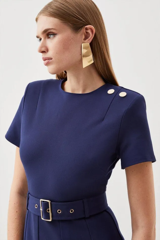 Dresses Women Karen Millen Ponte Belted Mini Dress Navy