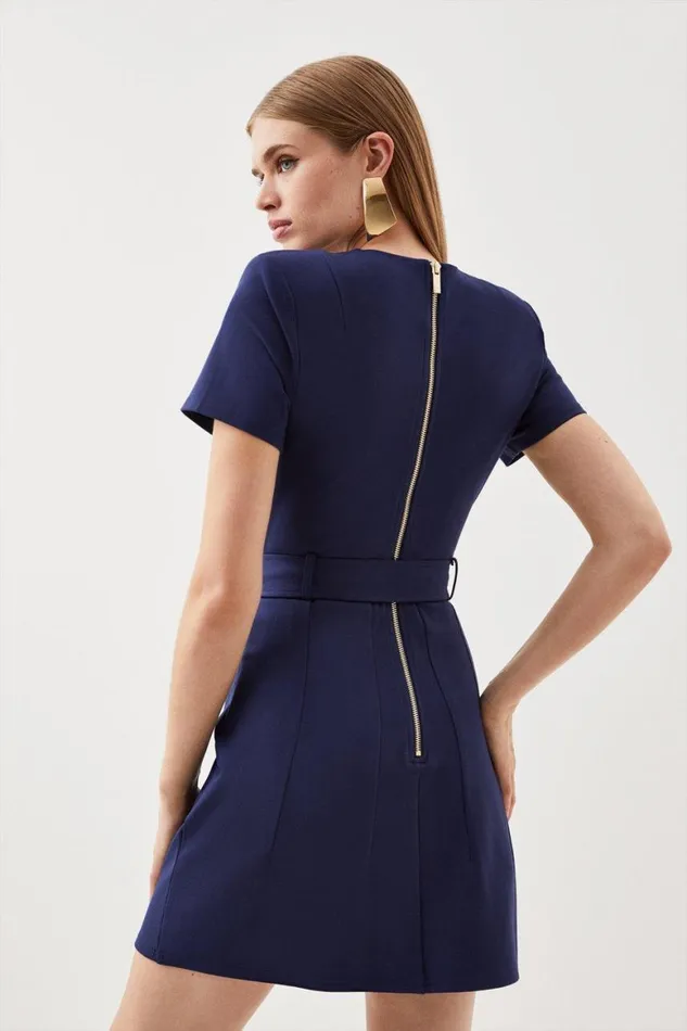 Dresses Women Karen Millen Ponte Belted Mini Dress Navy