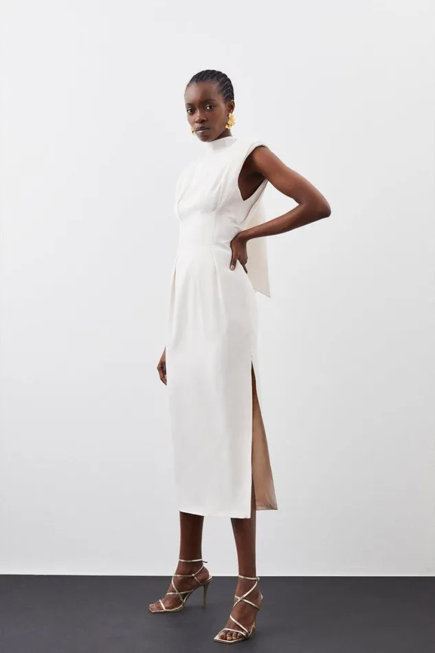 Dresses Women Karen Millen Satin Back Crepe Woven Midaxi Dress Blush