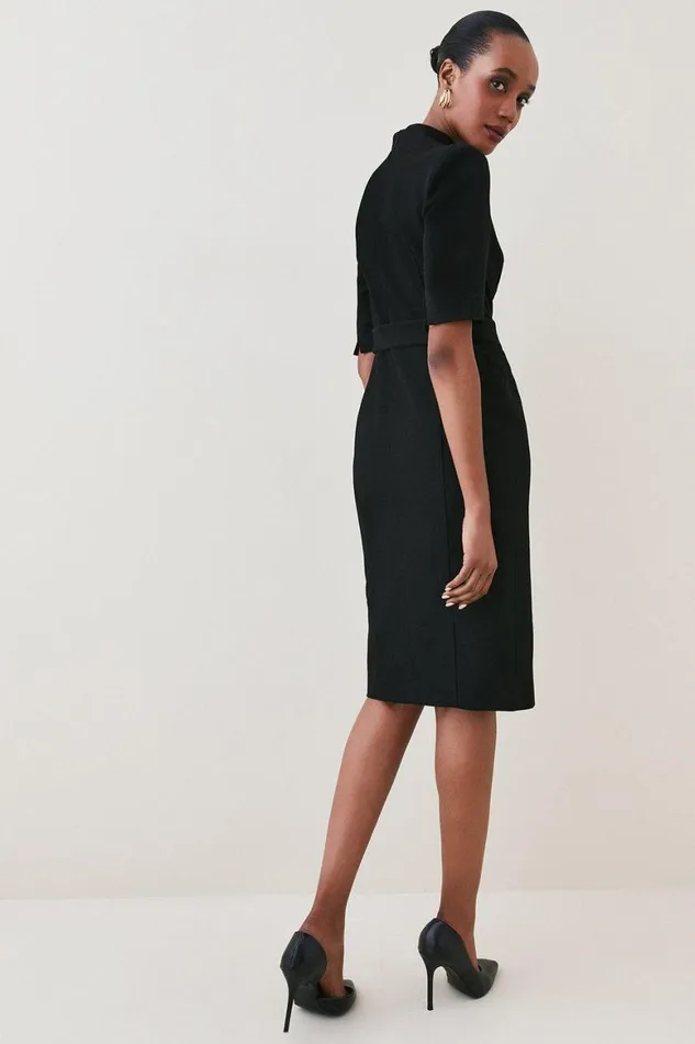 Dresses Women Karen Millen Structured Crepe Lace Up Forever Midi Dress