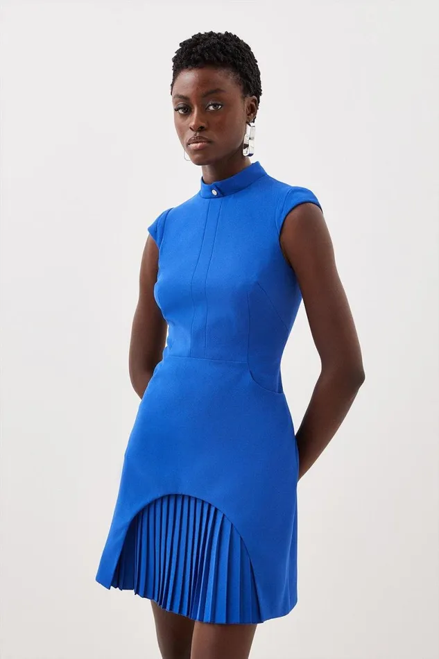 Dresses Women Karen Millen Structured Crepe Military Tailored Dress Cobalt