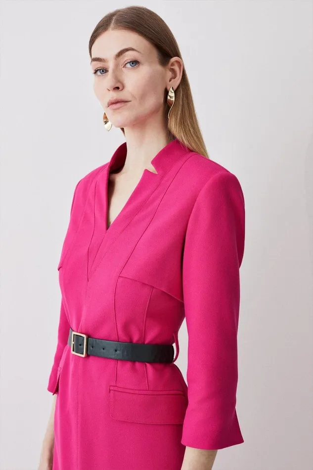 Dresses Women Karen Millen Structured Crepe Storm Flap Column Maxi Dress Pink