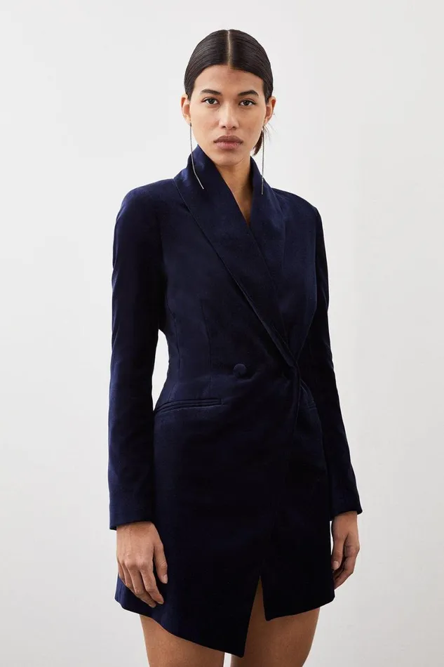 Dresses Women Karen Millen Tailored Velvet Blazer Dress Navy