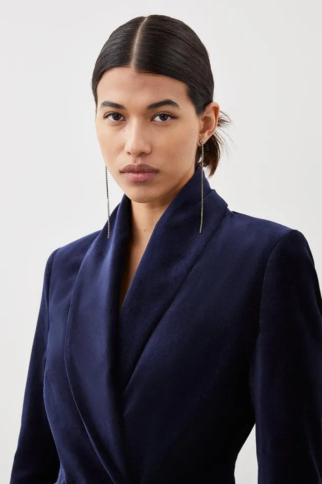 Dresses Women Karen Millen Tailored Velvet Blazer Dress Navy