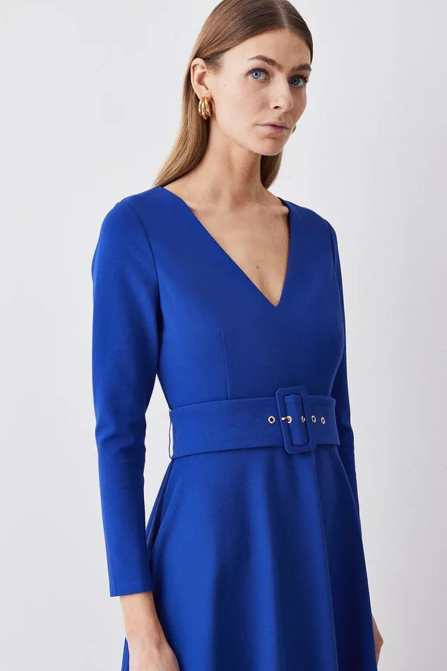 Dresses Women Karen Millen V Neck Belted Maxi Dress Cobalt