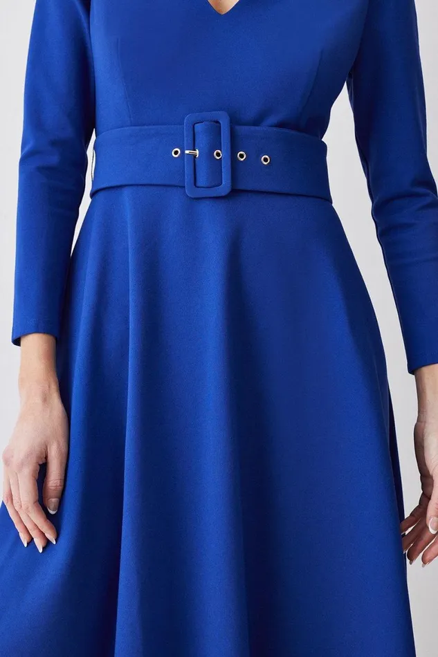 Dresses Women Karen Millen V Neck Belted Maxi Dress Cobalt