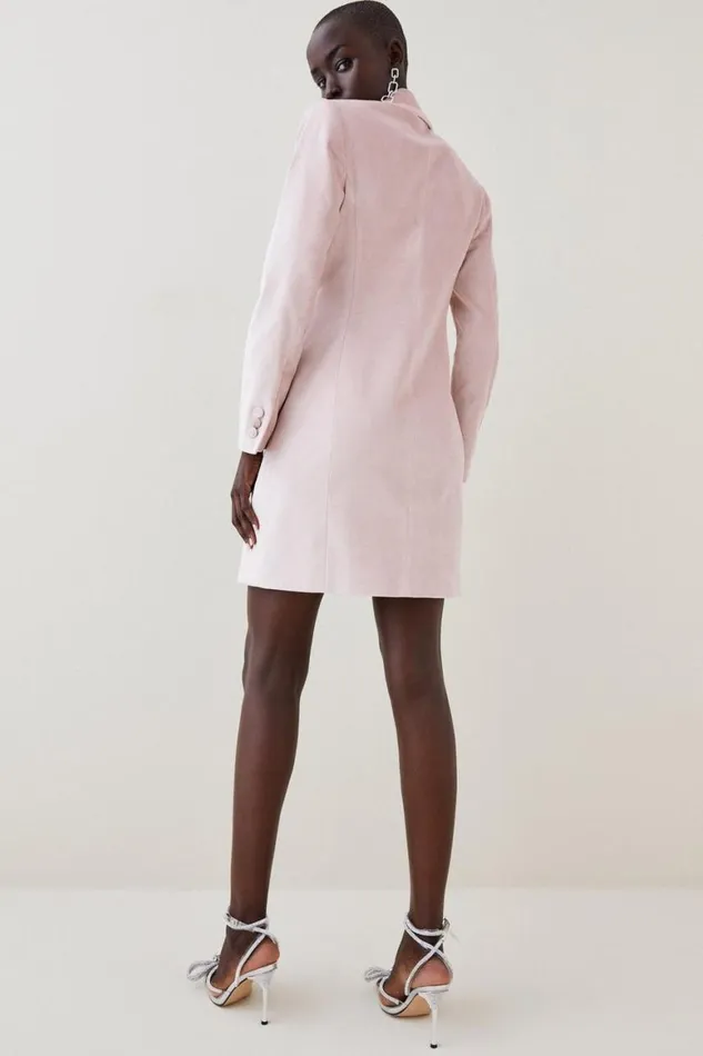 Dresses Women Karen Millen Velvet Longline Tailored Double Breasted Mini Dress Blush