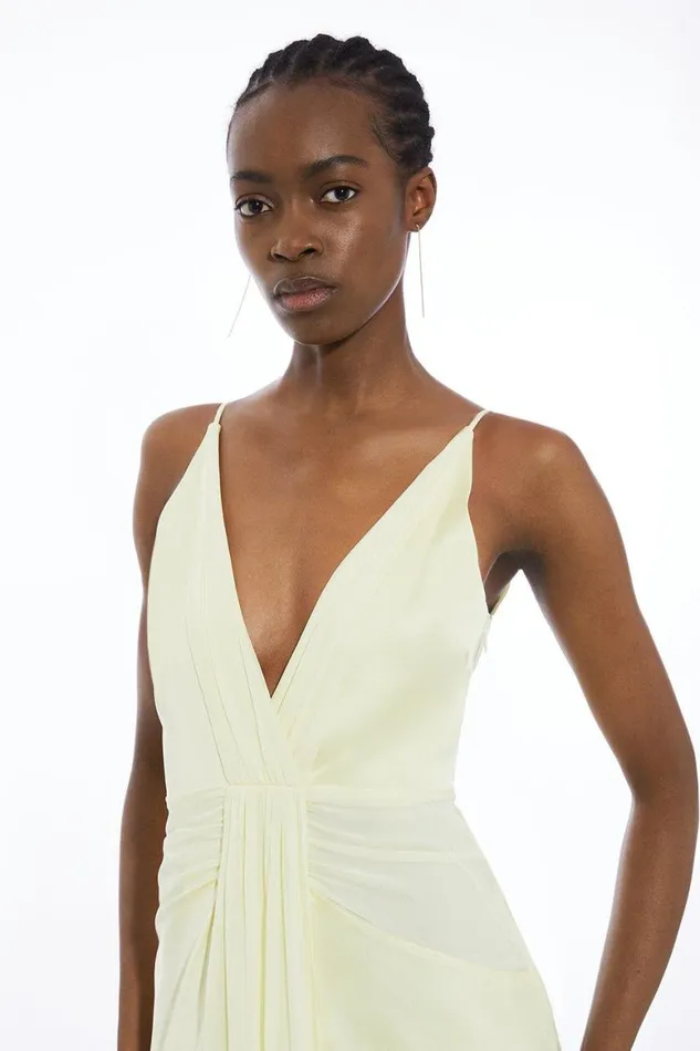 Dresses Women Karen Millen Viscose Georgette Woven Maxi Dress Lemon