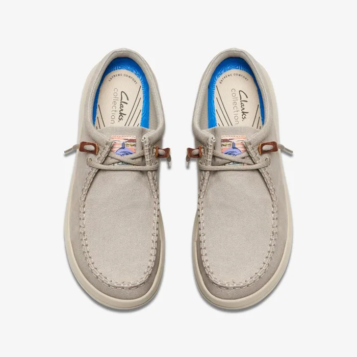 Driftlite Surf Light Grey Textile Men Clarks Loafers and Slip Ons