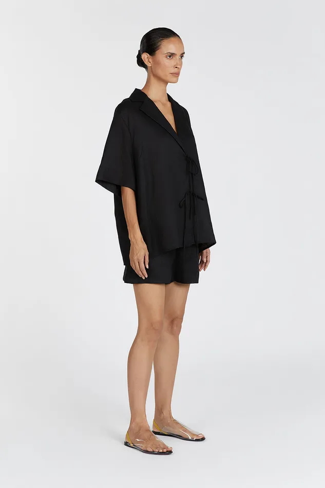 EMELIA BLACK LINEN WRAP SHIRT Women DISSH Shirts