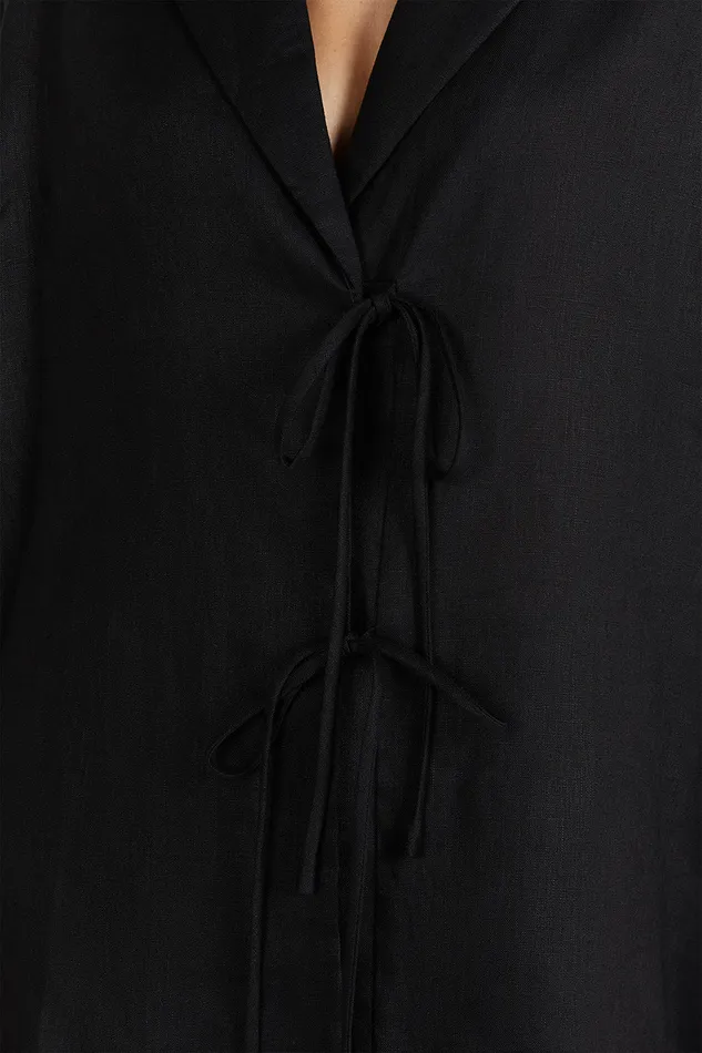 EMELIA BLACK LINEN WRAP SHIRT Women DISSH Shirts